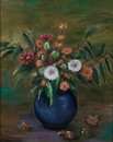 竹内絹代　　　青の花瓶に入った花